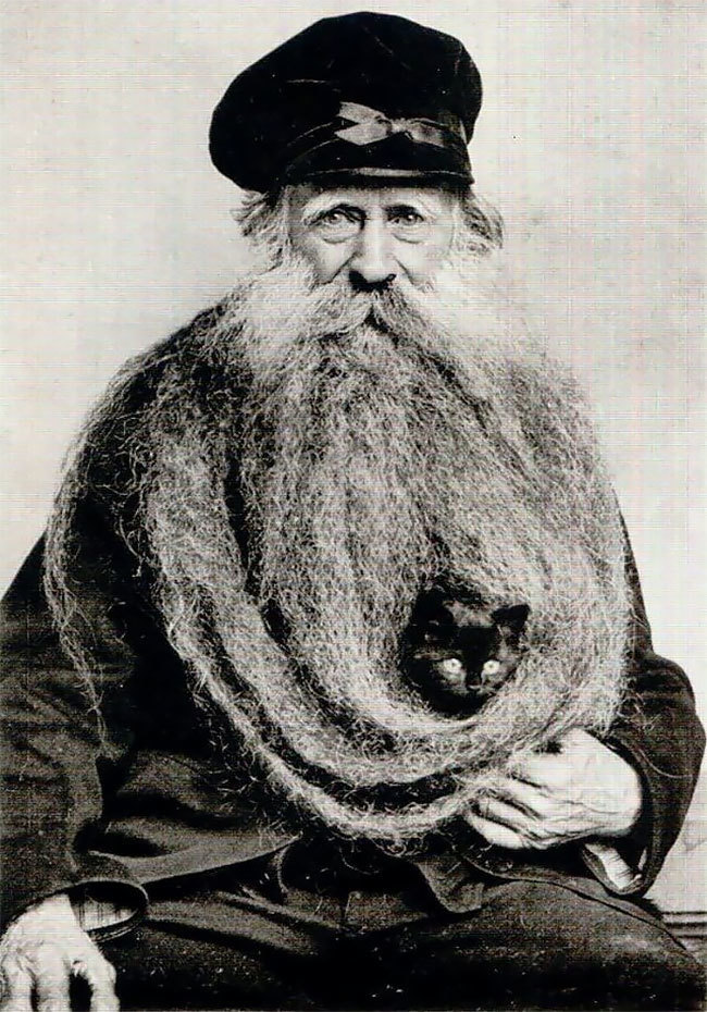 Луи Кулон - француз с мегабородой, в которой жила кошка