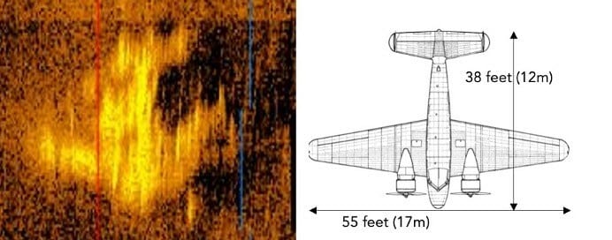 Deep sea vision sonar image side by side with earhart