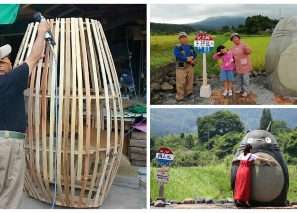 Дедушка и бабушка из Японии построили для внучки остановку в виде Тоторо