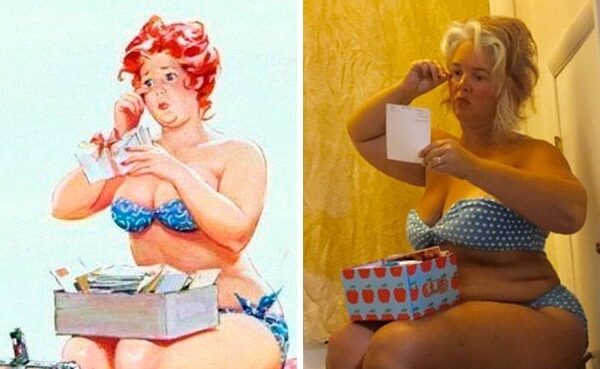 Роскошная Хильда в современной трактовке, женщина воссоздала образы известной пин-ап толстушки из 50-х