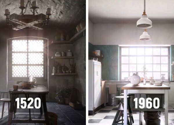 От котла к минимализму: дизайнеры показали, как менялся интерьер кухни в течение 500 лет