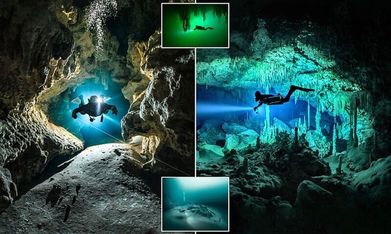 Фотография: Дайвер рискует жизнью, делая потрясающие снимки подводных пещер в Мексике №1 - BigPicture.ru