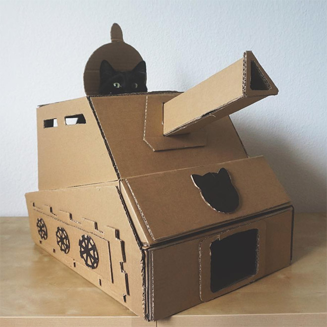 Фотография: 25 забавных фото котов в картонных танках, которые захватили соцсети №8 - BigPicture.ru