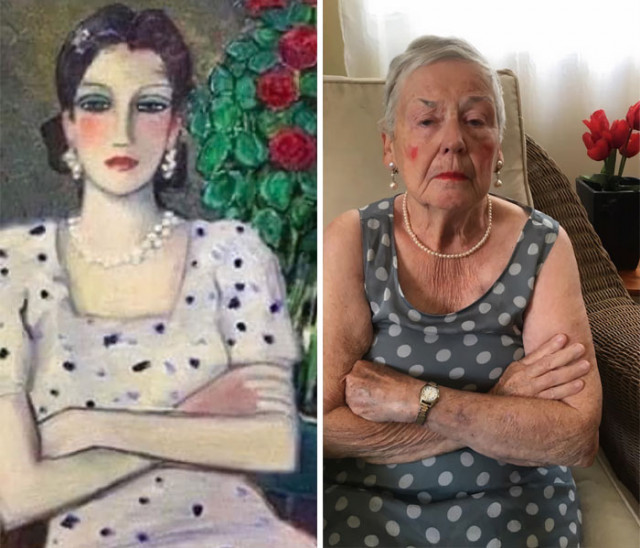 Фотография: Дочь и ее 83-летняя мать воссоздают произведения искусства на карантине №6 - BigPicture.ru