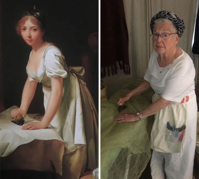 Фотография: Дочь и ее 83-летняя мать воссоздают произведения искусства на карантине №3 - BigPicture.ru