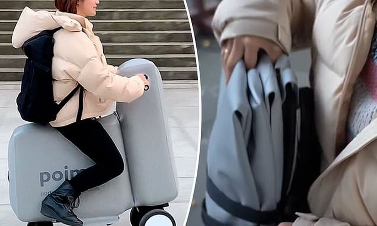 Фотография: В Японии создали надувной электроскутер, который легко помещается в рюкзак №1 - BigPicture.ru