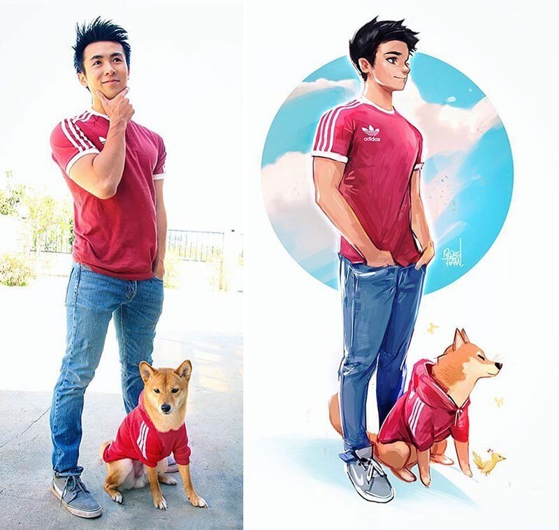 Фотография: 20 удивительных трансформаций: художник превращает себя и свою собаку в мультяшек №6 - BigPicture.ru