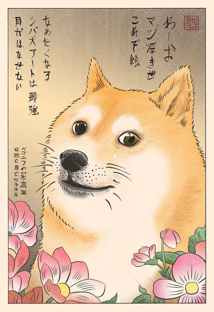 Художник воссоздает любимые мемы в стиле японских гравюр