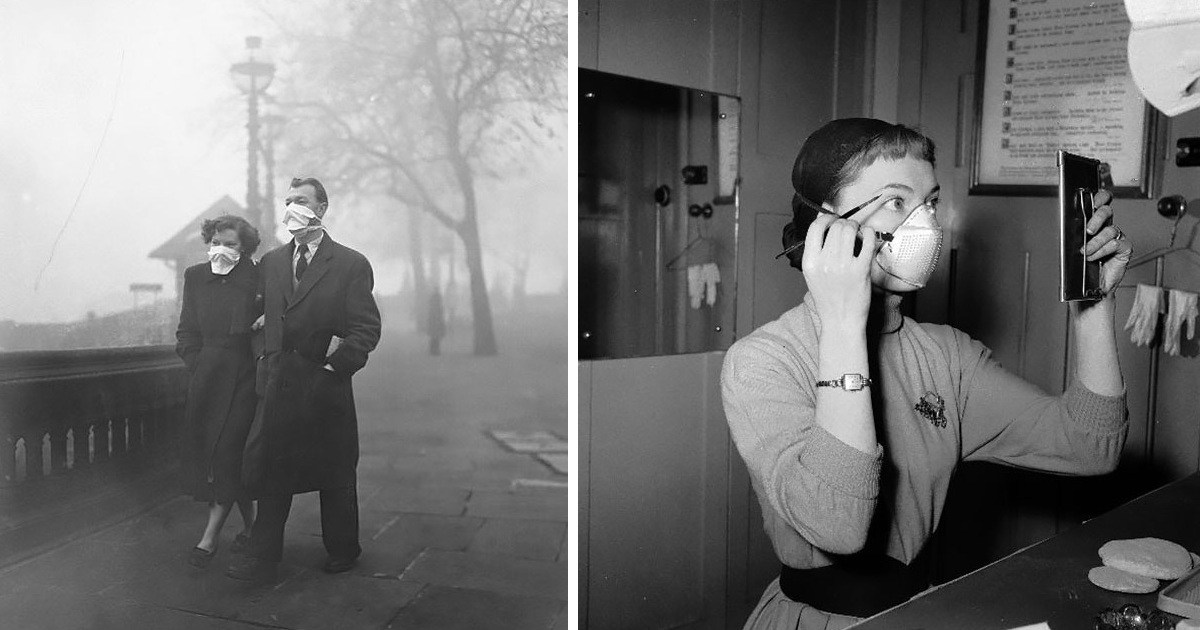 Фотография: Как лондонцы с помощью масок спасались от Великого смога в 1950-х №1 - BigPicture.ru