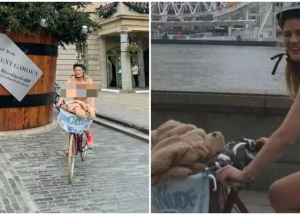 Зачем эта британка голышом прокатилась на велосипеде по Лондону