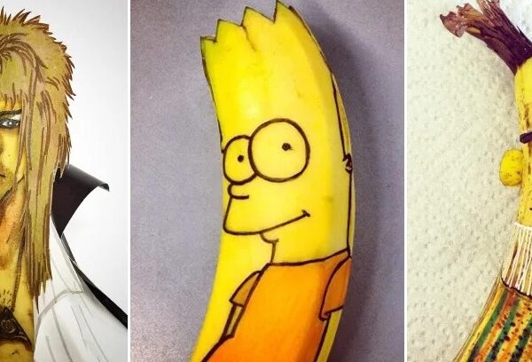 Талантливая художница вырезает портреты знаменитостей на… бананах