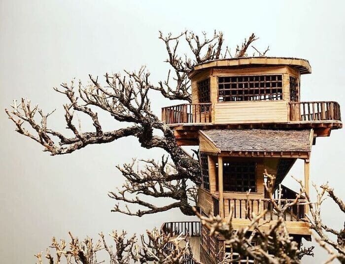 Фотография: Крохотные домики на деревьях бонсай от умельца Дейва Крика №15 - BigPicture.ru