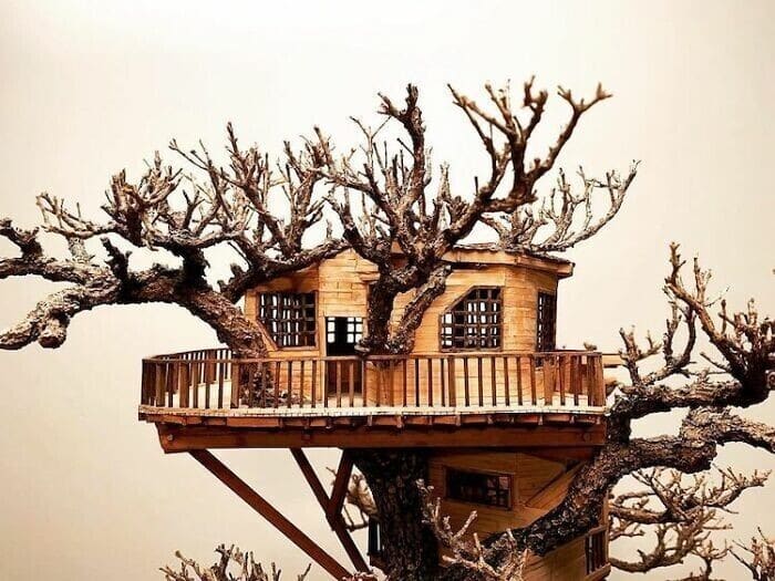 Фотография: Крохотные домики на деревьях бонсай от умельца Дейва Крика №7 - BigPicture.ru