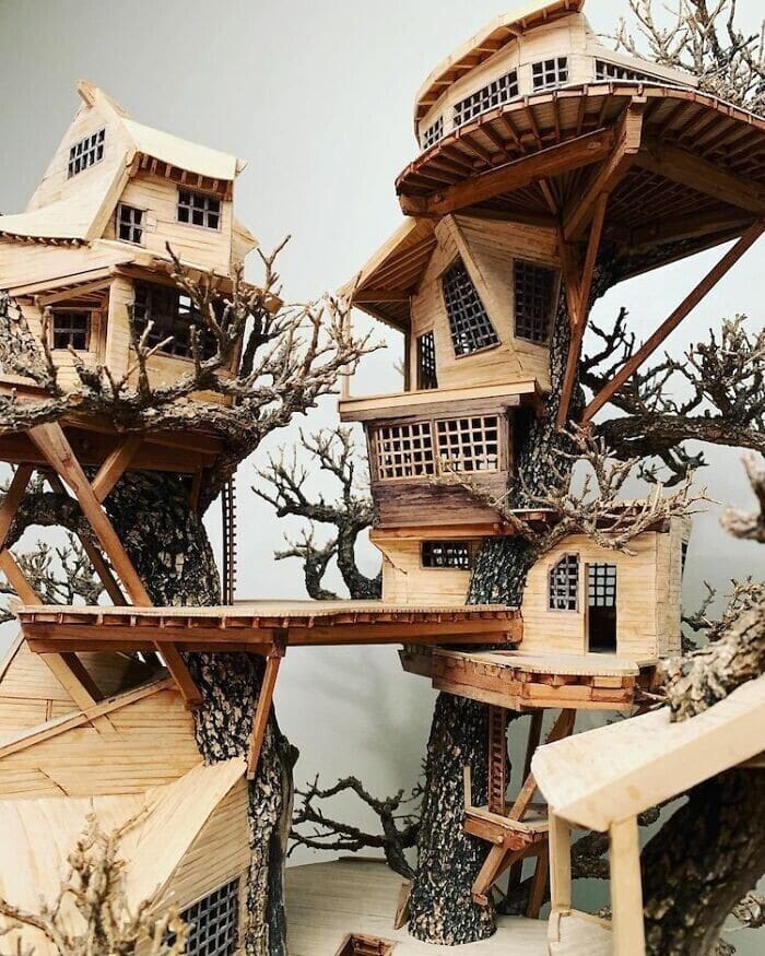 Фотография: Крохотные домики на деревьях бонсай от умельца Дейва Крика №10 - BigPicture.ru