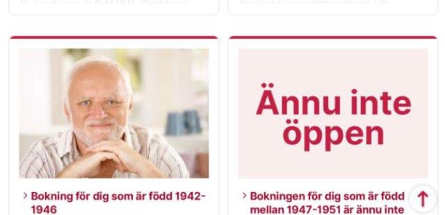 Фотография: Мем про Гарольда, скрывающего боль, использовали в шведской рекламе вакцинации №2 - BigPicture.ru