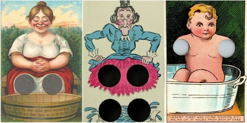 Забава столетней давности: странные интерактивные открытки с отверстиями для пальцев