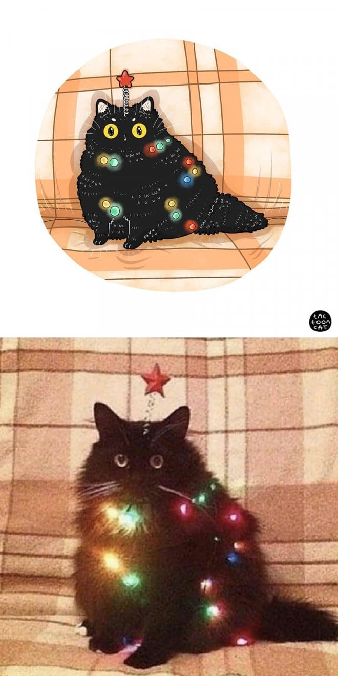 Фотография: 22 забавных кото-фото из сети, которые превратили в мультяшные иллюстрации №7 - BigPicture.ru