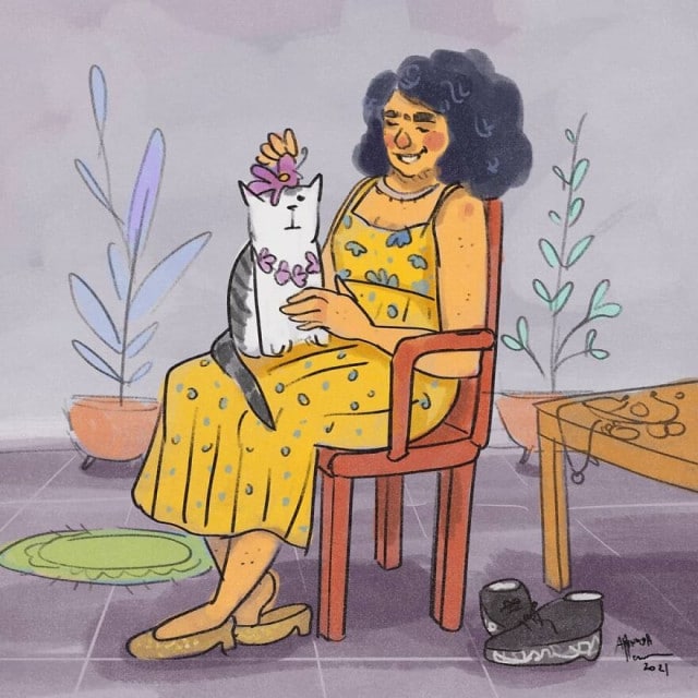 Фотография: Карантинная жизнь с кошкой в иллюстрациях индийской художницы Аннады Менон №4 - BigPicture.ru