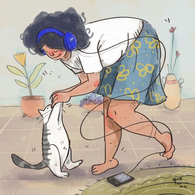 Фотография: Карантинная жизнь с кошкой в иллюстрациях индийской художницы Аннады Менон №5 - BigPicture.ru