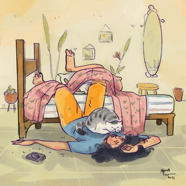 Фотография: Карантинная жизнь с кошкой в иллюстрациях индийской художницы Аннады Менон №10 - BigPicture.ru