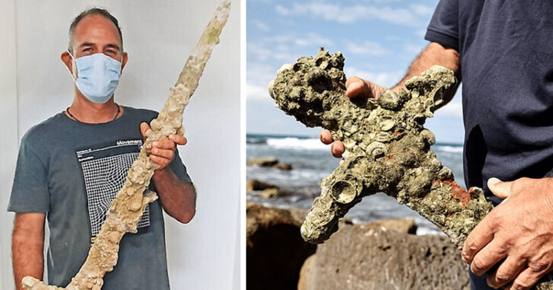 Фотография: У берегов Израиля дайвер обнаружил меч крестоносца возрастом 900 лет №1 - BigPicture.ru