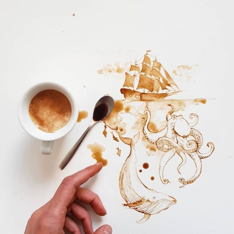 Фотография: Итальянская художница Джулия Бернарделли превратила пролитый кофе в искусство №9 - BigPicture.ru