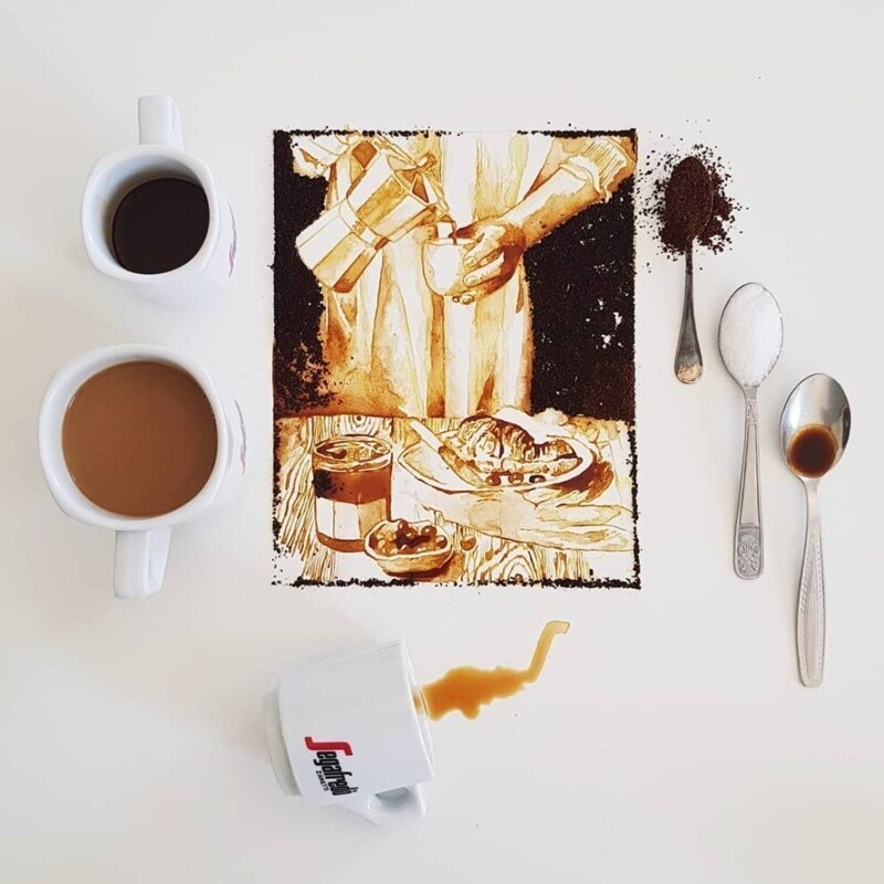 Фотография: Итальянская художница Джулия Бернарделли превратила пролитый кофе в искусство №16 - BigPicture.ru