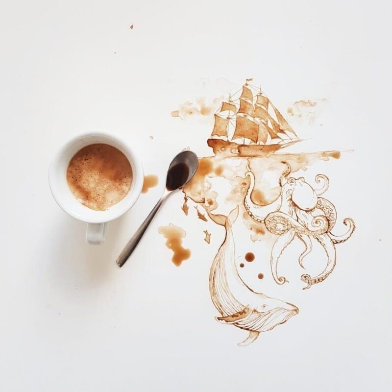 Фотография: Итальянская художница Джулия Бернарделли превратила пролитый кофе в искусство №20 - BigPicture.ru