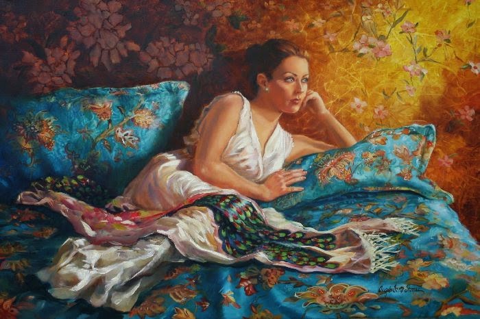 Пожилой контролер в поезде с мальчиком и игрушечным локомотивом Blue Comet картина Анджелы Тротта Томас