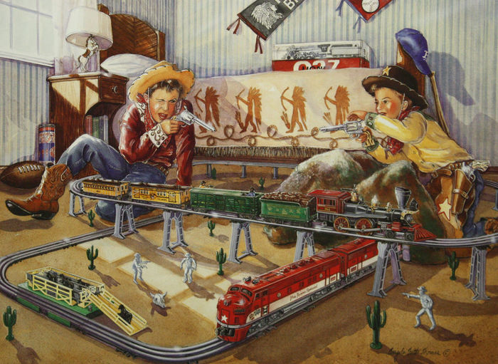 Старинный интерьер с камином и красными креслами картина Анджелы Тротта Томас