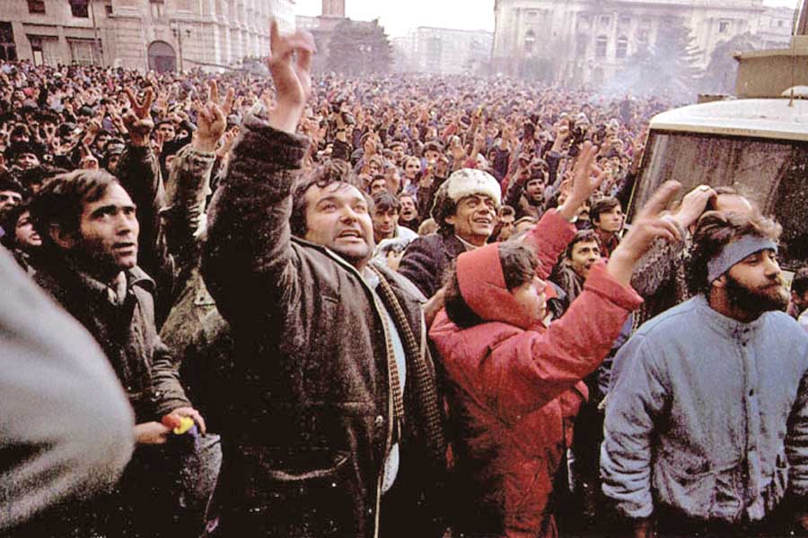 Протестный митинг в Румынии в 1989 году