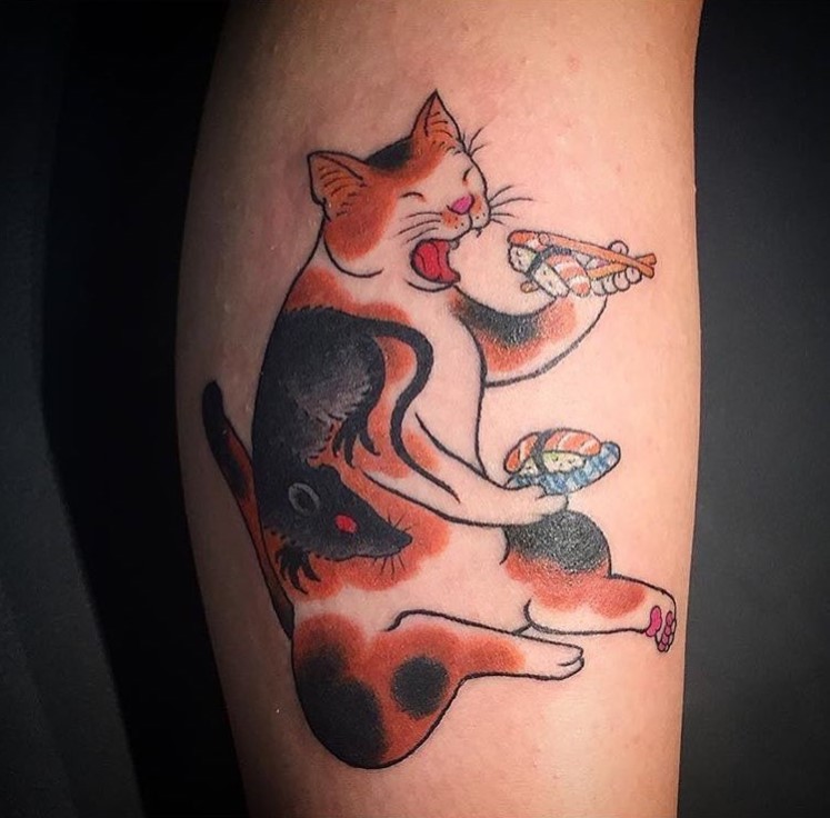 Bigpicture ru великолепные тату в виде татуированных кошек от японского художника 09