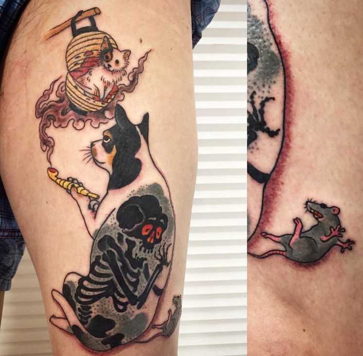Bigpicture ru великолепные тату в виде татуированных кошек от японского художника 12
