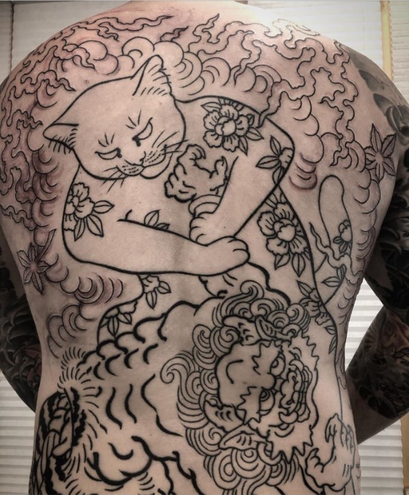 Bigpicture ru великолепные тату в виде татуированных кошек от японского художника 16