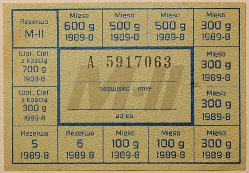 Bigpicture.ru Польские продуктовые карточки образца 1989 года