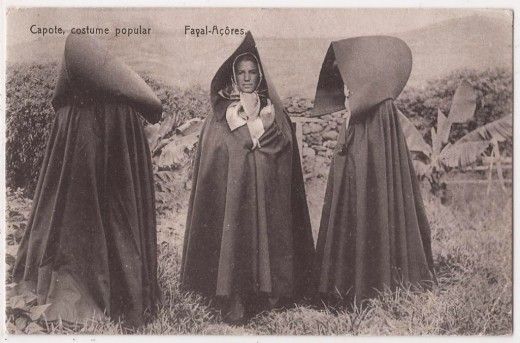 Старинные фото португальских женщин в гигантских капюшонах с Азорских островов