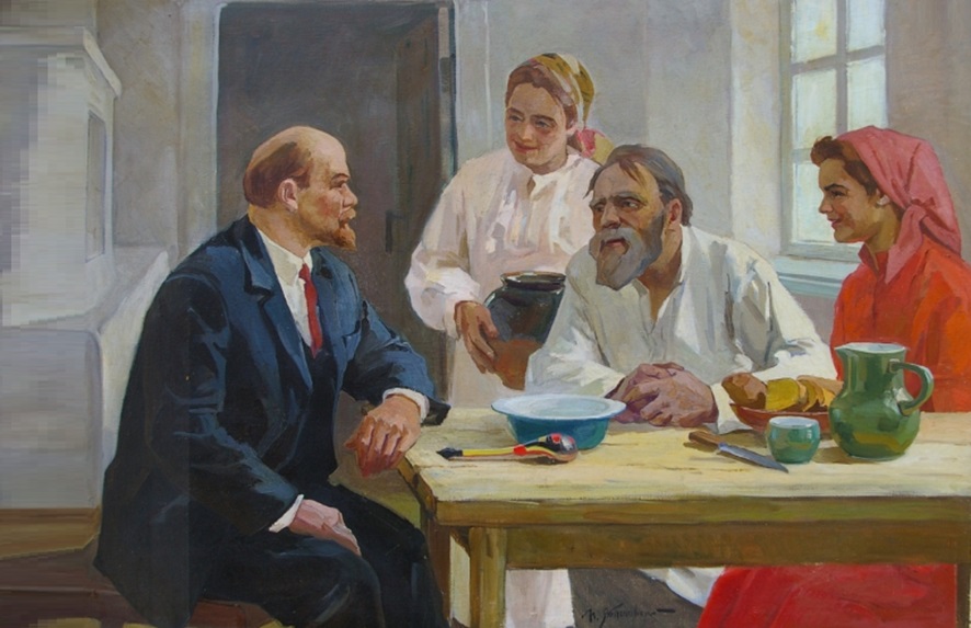 Bigpicture.ru Ленин за столом с крестьянами картина