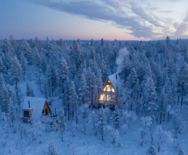 Lonely a frame cabin in forest in lapland 1 370x305