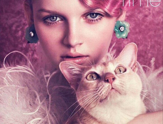 Модель Селия Хаммонд и ее кошки