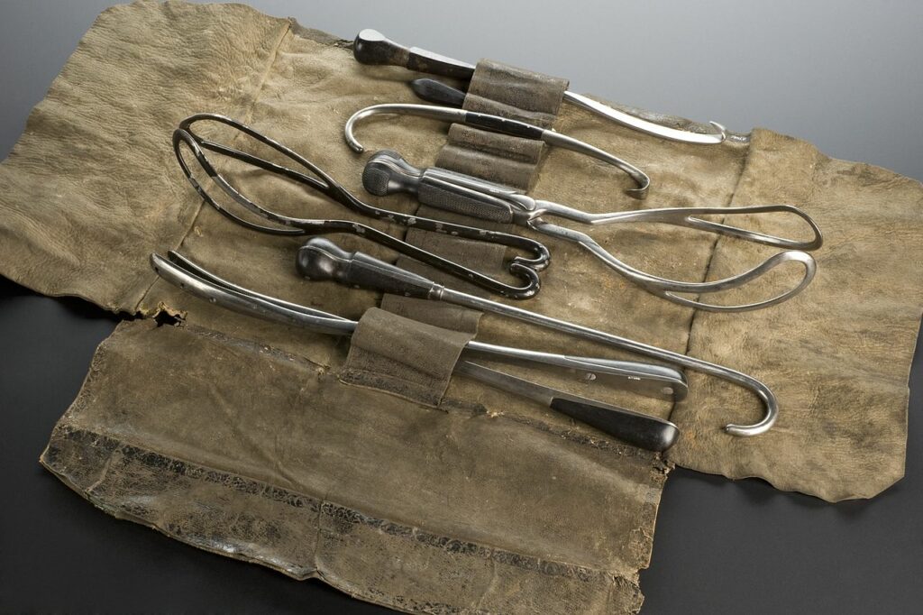 obstetrical instrument set, england, 1851-1900 Акушерские инструменты 19 века