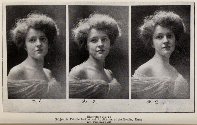 Страница из старинного руководства по ретуши фотографий 1909 года