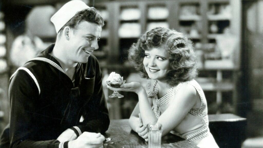 Клара Боу и Рекс Белл муж актрисы немого кино за столом в кафе