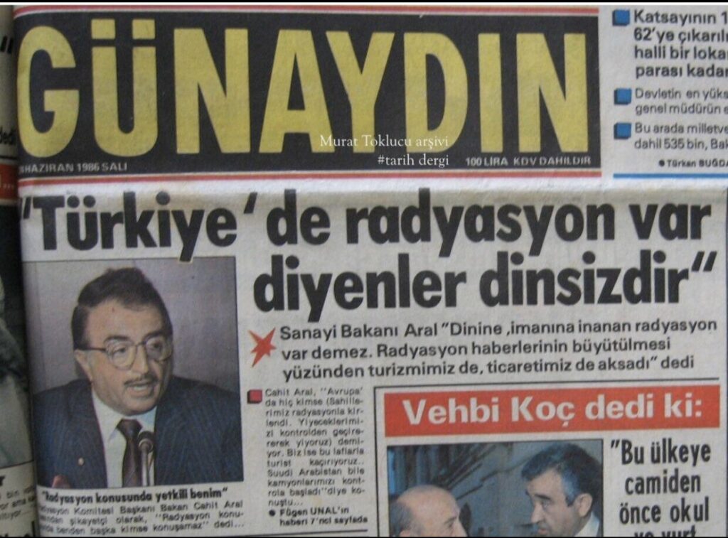 Передовица турецкой газеты в 1986 году: «Те, кто говорит что в Турции радиация — безбожники»