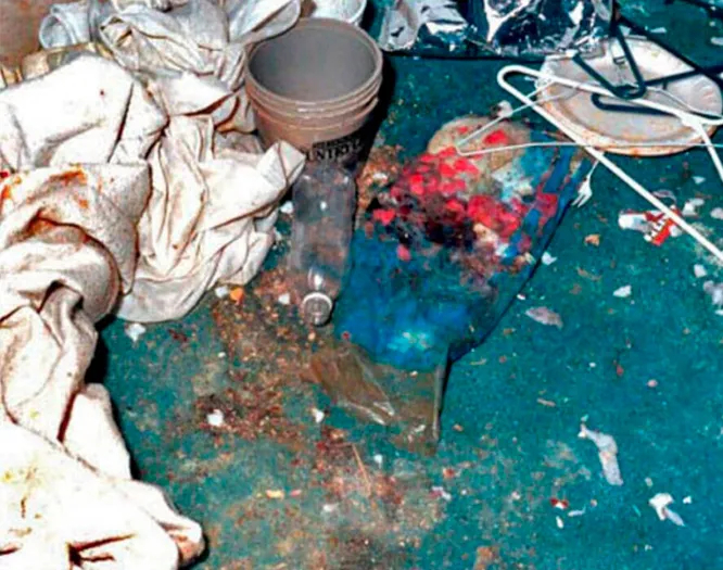 Загрязнённый ковёр и тряпьё в шкафу, где шесть лет содержалась Лорен Кавано