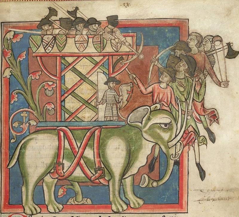 Зеленый слон в средневековом бестиарии XIII века