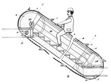 Люди поднимаются сидя на эскалаторе винтажное фото начало XX века
