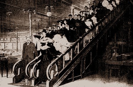 Эскалатор в магазине Гимбел Филадельфия 1900 покупатели универмаг