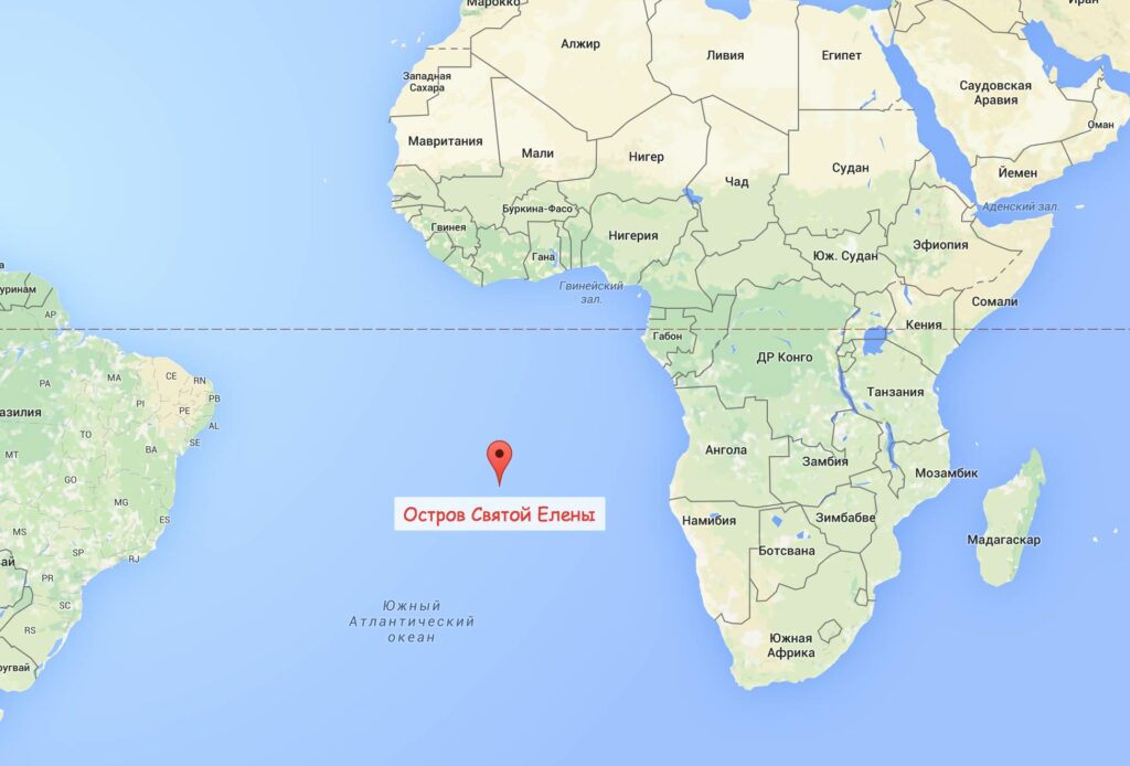 Старинная карта острова Святой Елены с указанием рельефа и береговой линии