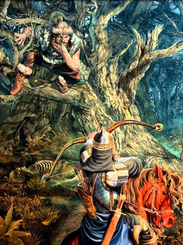 Соловей-разбойник свистом сражает богатыря былинный персонаж