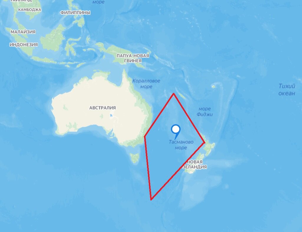 Изображение карты Тасманова моря